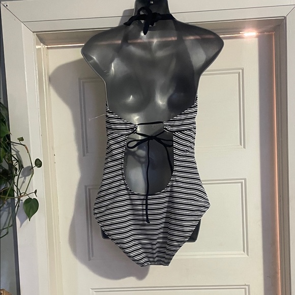 Massimo Black and White Striped One Piece Swimsuit - Picture 5 of 7